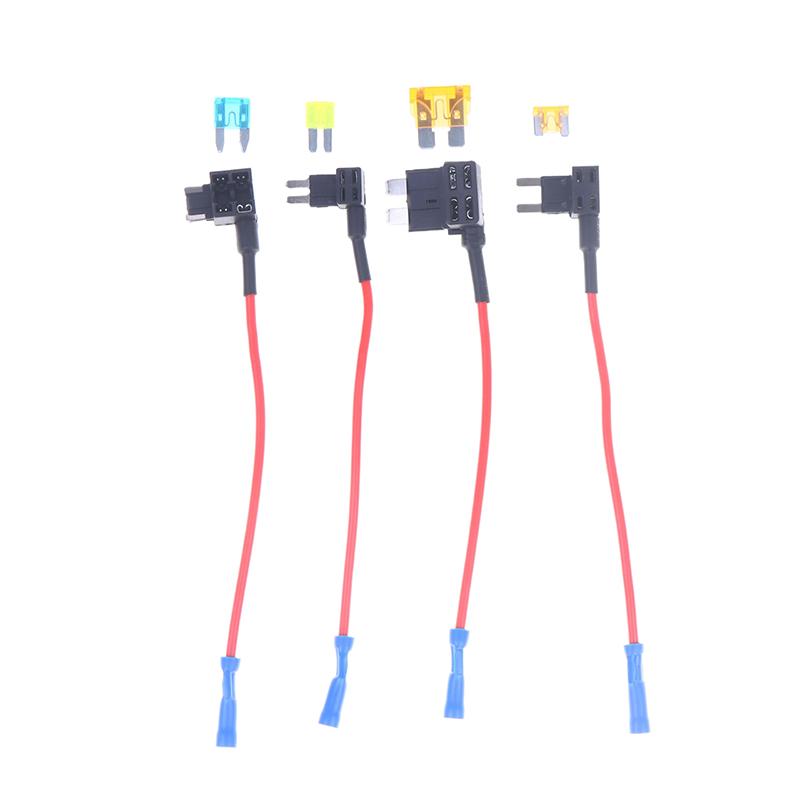 12 Stück 4 Arten von 12V Zusatzschaltkreisadaptern und Sicherungssatz - Abzweig-KFZ-Sicherungshalter mit Micro2 Mini ATC ATS Thin Abzweigadapter