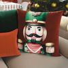 Grandparents Nutcracker Decorative Pillow Cover Velvet Red Christmas With Embroidery 45X45 Cm