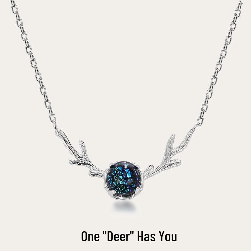 S925 Sterling Silver Versatile Deer Antler Necklace for Women - Japanese Style, Light Luxury Forest-Inspired Clavicle Chain