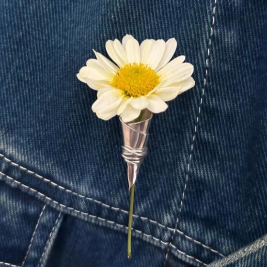 Bouquet Brooch Artistic Vase Shape Lightweight Alloy Insert Real Dried Flowers Decorative Brooch Wearable Flower Accessory