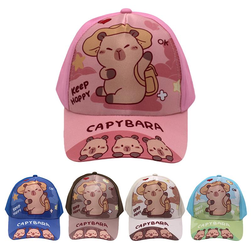 Cartoon Printed Capybara Children Baseball Hat Fashion Versatile Hat For Boys Girls Cute Outdoor Sunshade Peaked Cap Gifts