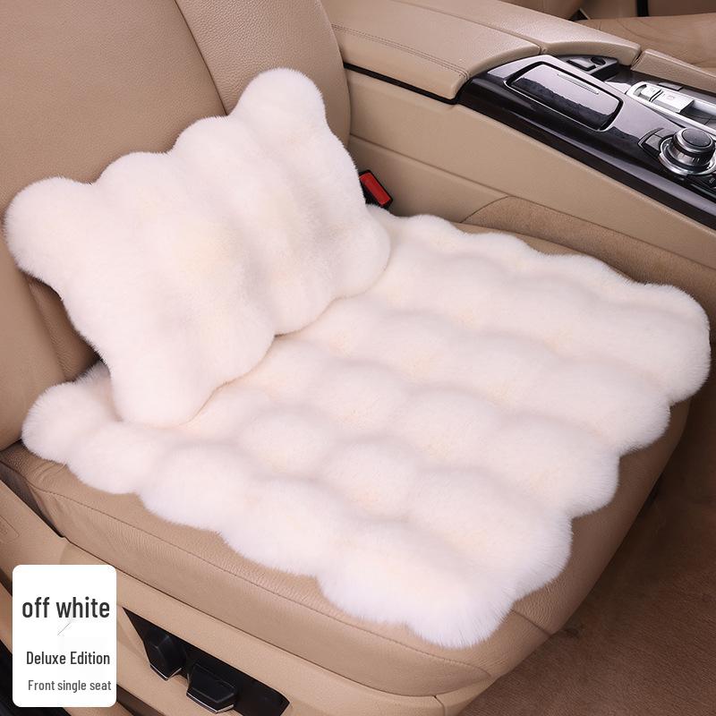 Universal Winter Car Seat Cushion Set - Thickened Fleece with Faux Rabbit Fur, Warm & Plush