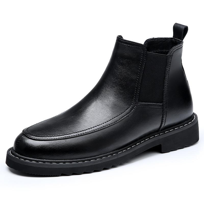 Autumn and winter new black Martin boots leather mid boots premium short boots men's casual leather boots