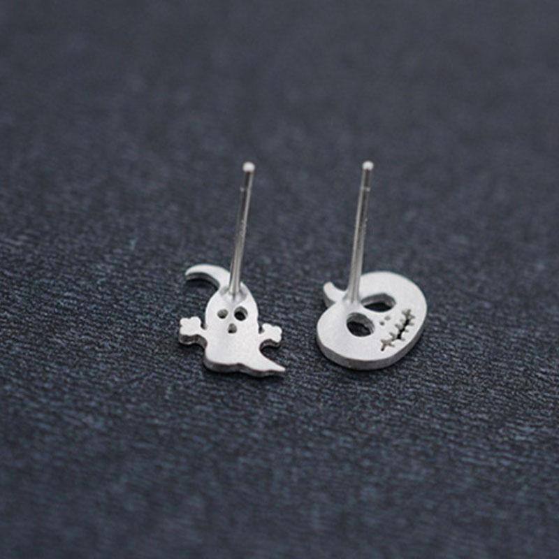 Ghost Pumpkin Stud Earrings 925 Stirling Silver Halloween Women Jewellery