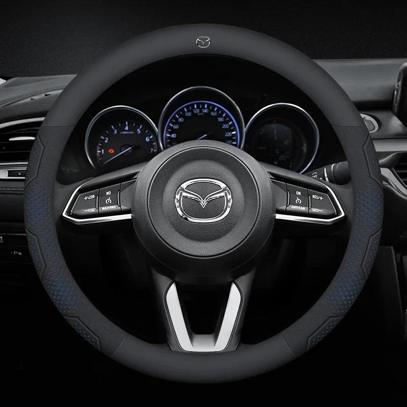 2025 Hot Carbon Fiber Suede Car Steering Wheel Cover For Mazda 3 5 6 SKYACTIV Axela Atenza CX30 CX5 CX8 CX9 MX5 RX8 RX7 BT50 Acc
