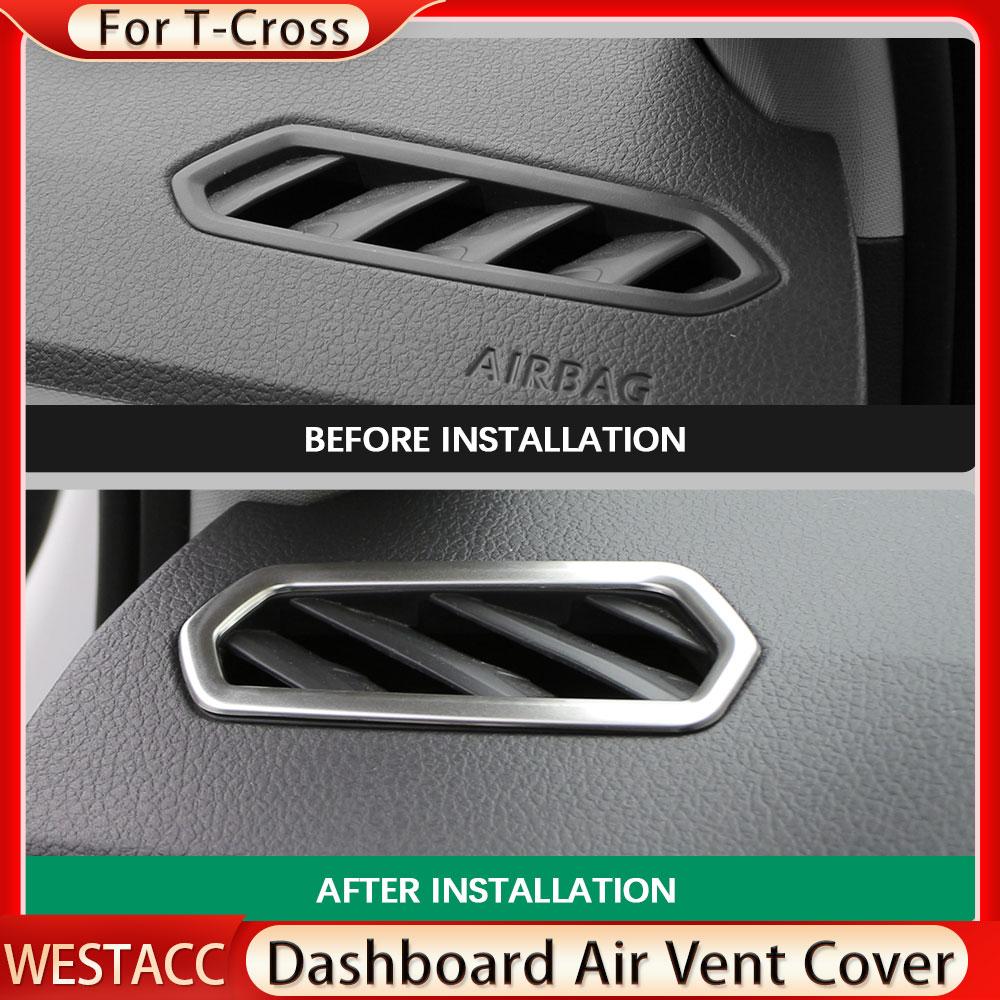 Car Air Vent Outlet Frame Sticker Trim Cover for Volkswagen VW T-cross Tcross 2018    2022 2023 LHD