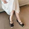 G3760-61 French 2025 spring and autumn new metal square head high heels temperament light mouth thick heel Mary Jane shoes women