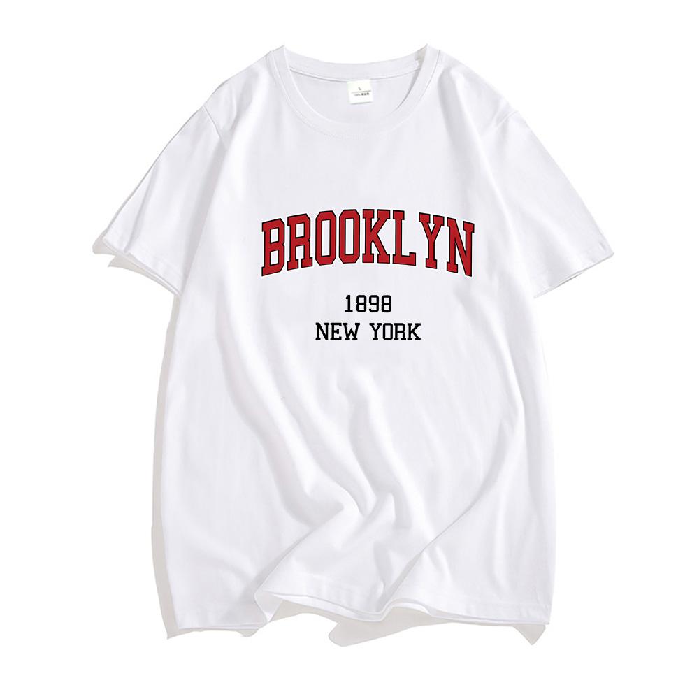 Brooklyn 1898 New York T Shirts MEN Letters Minimalism Style Tshirts  High Quality Tshirts Aesthetic Sense of Design