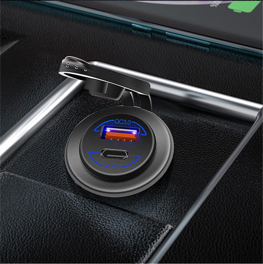 Aluminum Metal 60W Motorbike RV Quick Charge 4.0 PD QC 3.0 USB Charger Universal