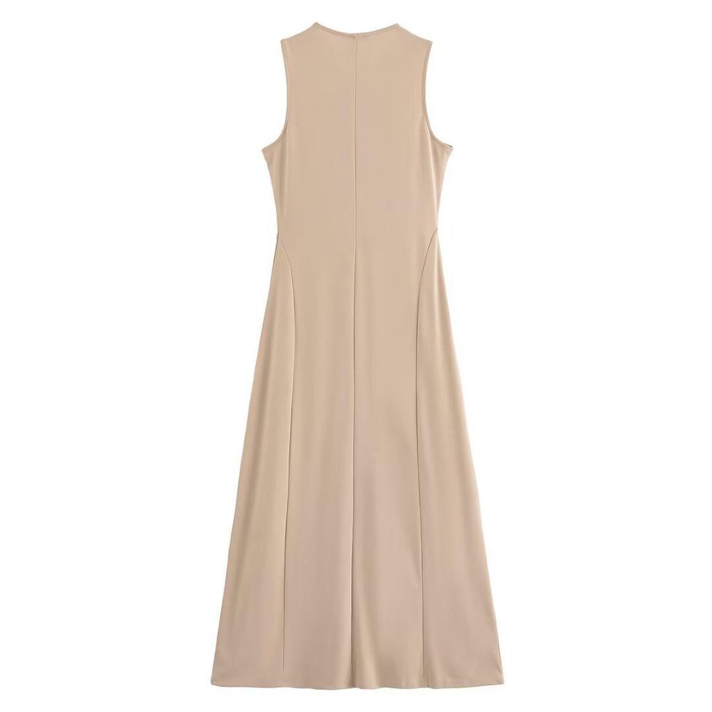 2025 Summer Fashion: Elegant Sleeveless Evening Dress with Chest Tie Design