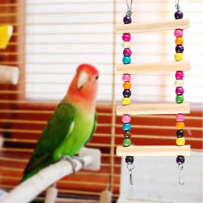 Bird Ladder Colorful Beads Swing Combination Bird Toy Parrots Chewing Training Toy Pet Bird Hanging Hammock Bird Climbing Ladder