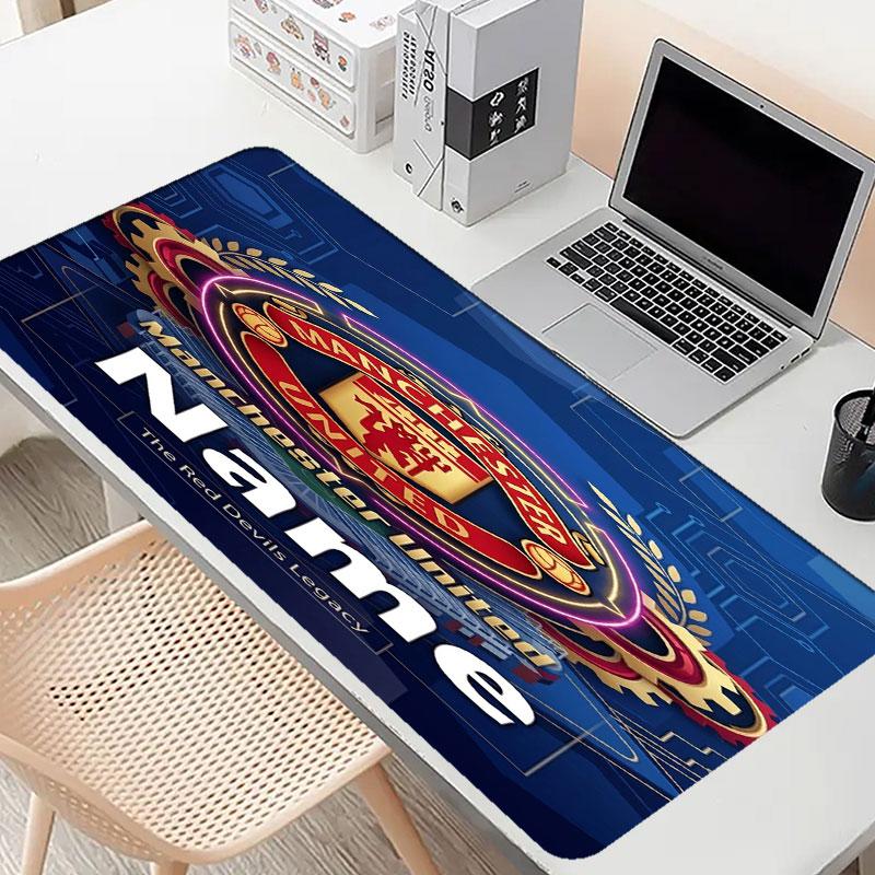 Custom Name Personalized Manchester United Pattern Mousepad, Laptop PC Desk Mat, Decorative Desk Mat for Home Keyboard Pad Gift