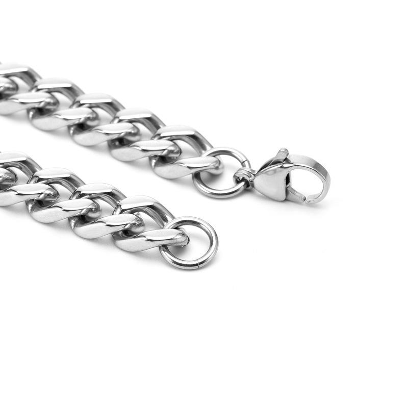 

Мужское ожерелье и браслет кубинской цепи с полировкой с четырех сторон - Нержавеющая и титановая сталь 18cm Long