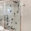 Simple Black Flowers, Butterflies, Vines, Mirrors, Glass Stickers, Home Bathroom Decoration, Self-Adhesive Wall Stickers