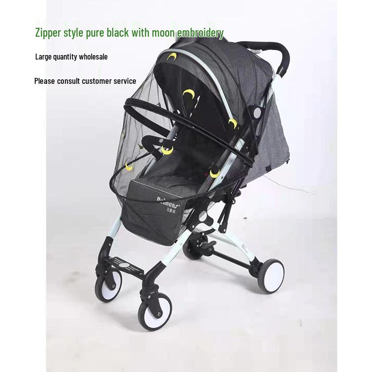 Plasă de țânțari universală cu fermoar pentru cărucior de bebeluș cu acoperire completă - Criptată și Mărită