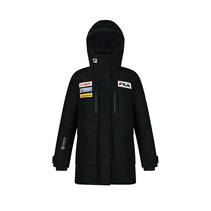 FILA Versatile Mid-Length Hooded Down Jacket Women outerwear Deep-Black A11W446924FBK