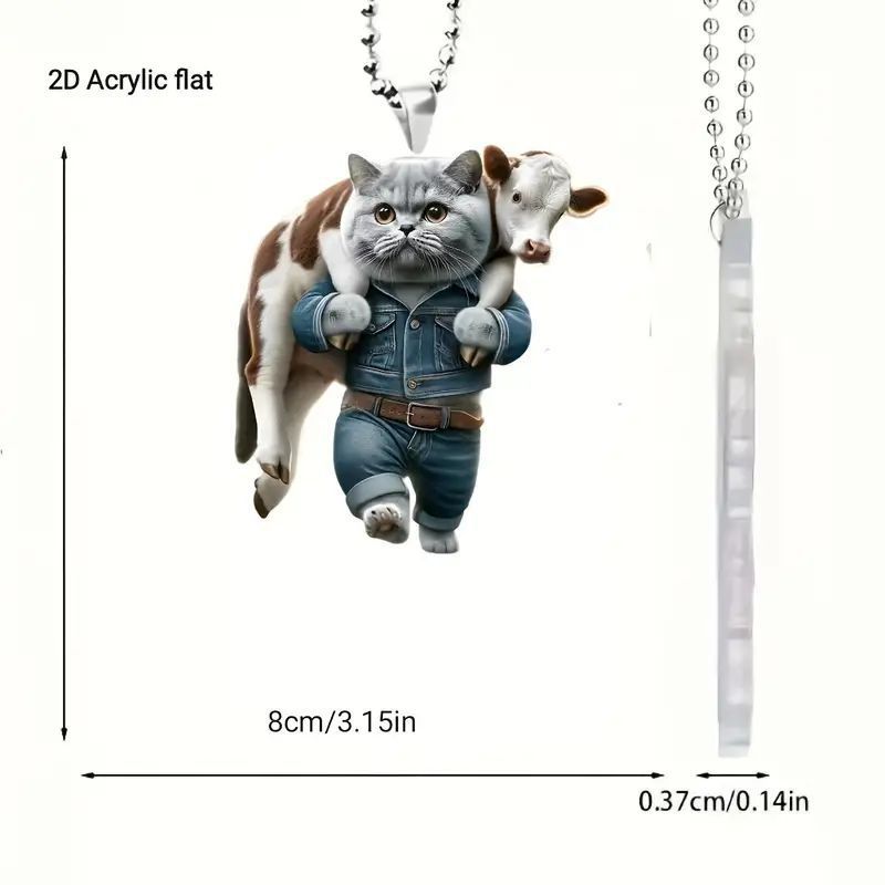 Cat Carrying Cow Christmas Home Christmas Tree Ornaments Acrylic Flat Pendant Car Pendant Keychain Pendant