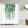 Waterproof Fabric Shower Curtain Printing Fresh Green Plant Leaves Bathroom Curtains Polyester Decoration Bath Screen with Hooks