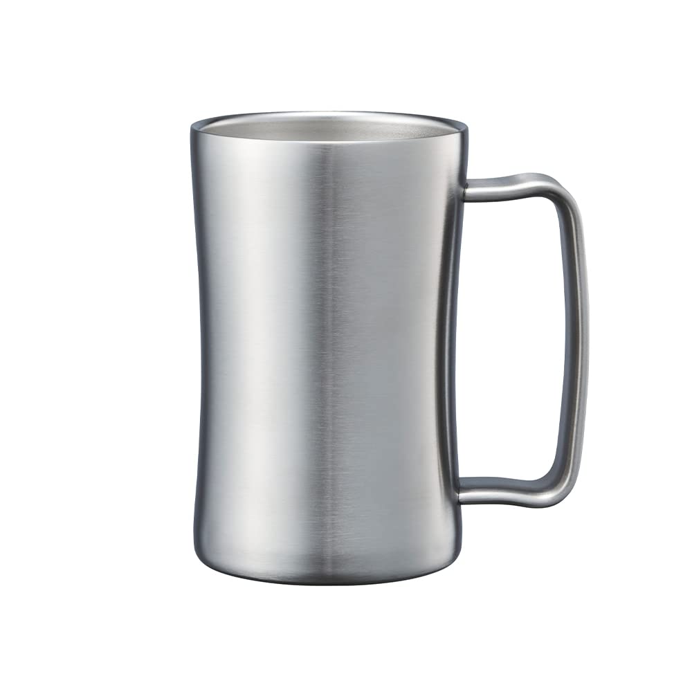 Doshisha Drinking Mug, 420ml, Dishwasher Safe, Insulates Hot and Cold Beer, Vacuum Insulated, Silver