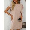 Summer New Women's Clothing Contrasting Color Twisted Strip Lotus Leaf Sleeve Mid Length Dress