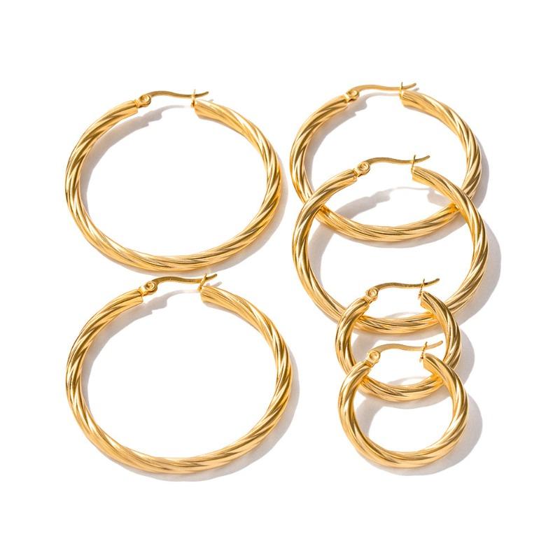 Fashion K gold plated cable texture stainless steel earrings niche temperament earrings personality daily versatile