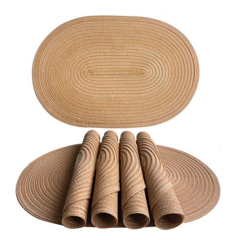 1/4/6PCS 35x50cm Big Oval Green Braided Placemats Gift Table Place Mats for Dining Tables Place Mat Christmas Round Table Mats