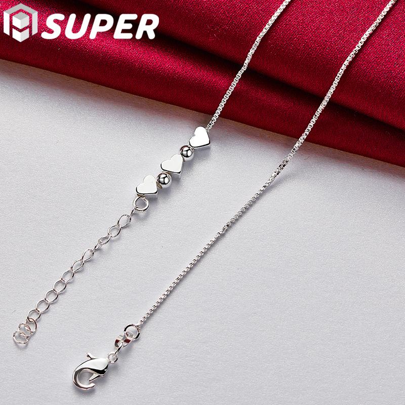 925 Sterling Silber Romantische Herz Schlangenkette Halskette Hochzeit Modeschmuck