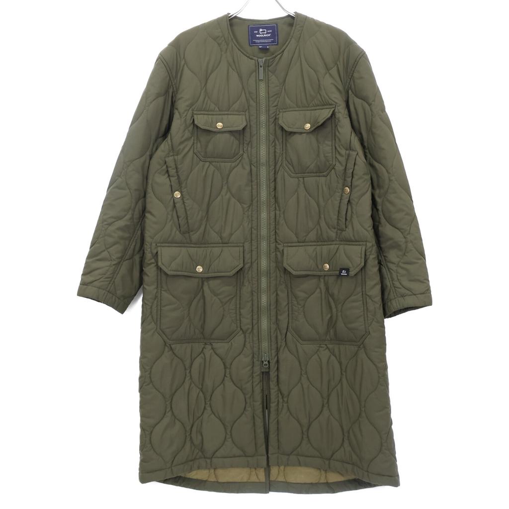 Woolrich WJOU0103BE Khaki Collarless Quilted Padded Coat Coat S khakiUsed
