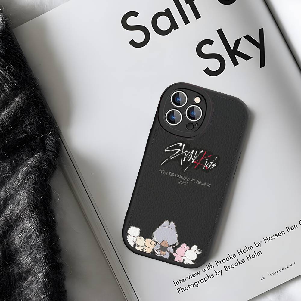 Kpop S-Stray-Kids Leather Phone Case For IPhone 16 14 15 Pro Plus 13 12 11 Pro Max Silicone Cover