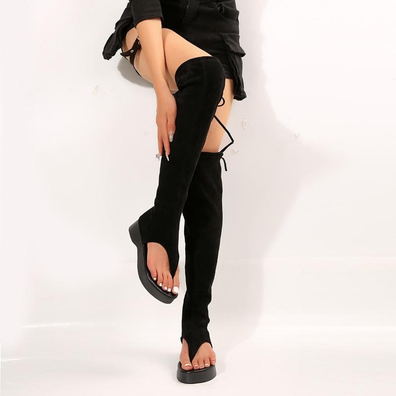 Damskie Fajne Buty Gwiazda Internetu Nowa Moda Wersja Koreańska Klapki z Ochroną Palców Fajne Buty Buty z Wysoką Cholewką Pokrowiec na Nogawki