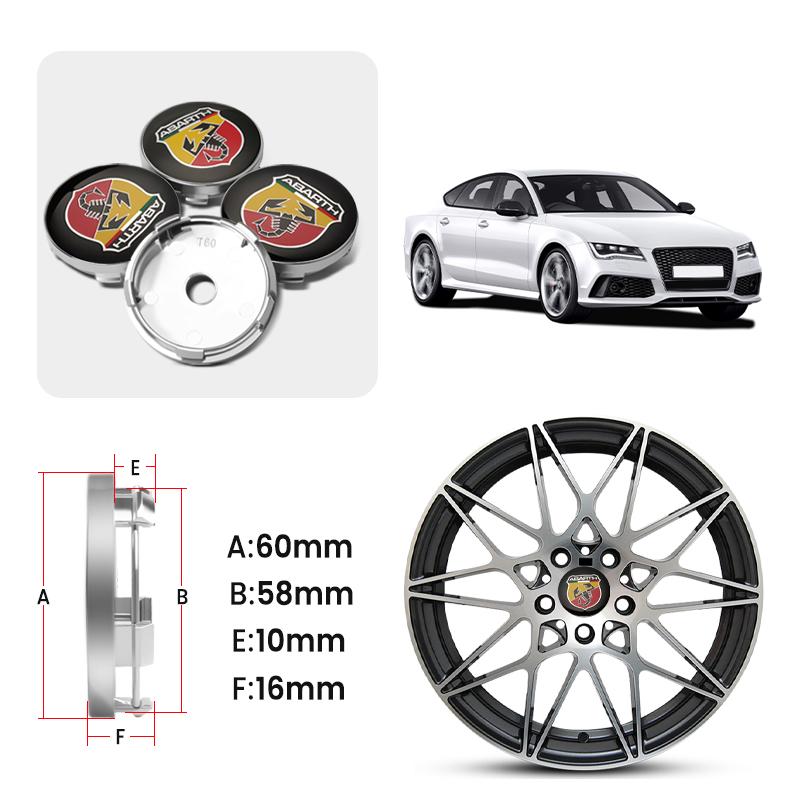 Tapa Central de Cubo de Rueda de Coche de 60 mm Tapa Central de Cubo de Llanta Cubierta Antipolvo de Cubo para Fiat 500 Punto Ducato Stilo Palio Bravo Pondo Abarth