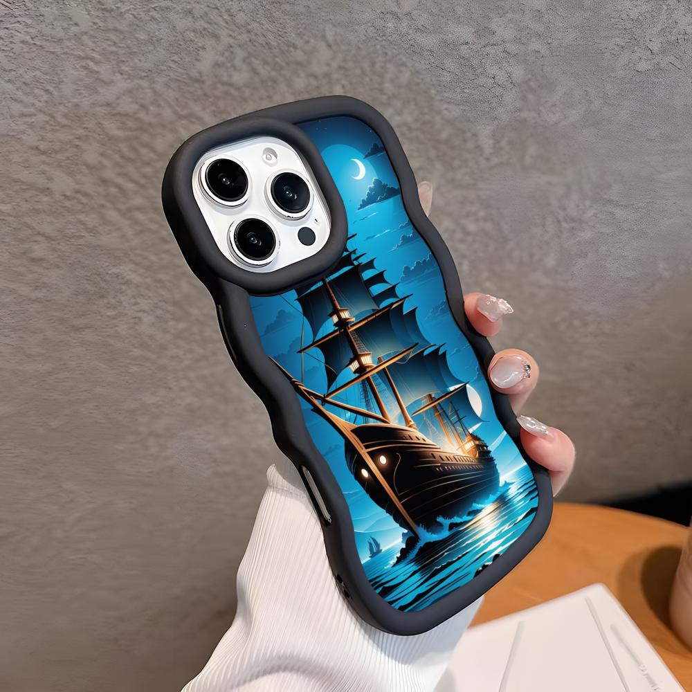 Pirate Corsair Mobile Phone Case for iPhone 17 16 15 14 13 12 11 Air Pro Max Plus Wavy Edge TPU Colorful Cover Cover Pretty
