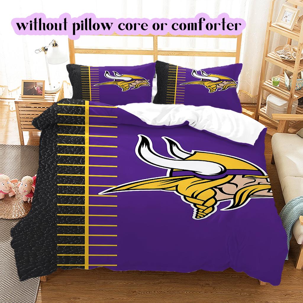 football Logo Pattern Bedding Quilt Set Quilt Cover Pillowcase Home Decoration Birthday Gift (1*duvet cover+ 2*pillowcase, without core)