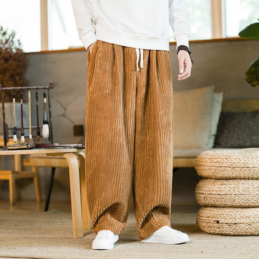 Oversized Pants Tradition Casual Autumn Wide-leg Trousers Harajuku Corduroy Streetwear Straight Pants Male Elastic Waist Loose