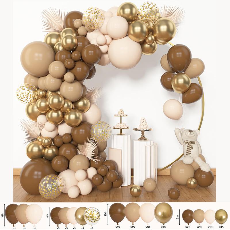 

Набор из 153 воздушных шаров Подходит для вечеринки, свадьбы, дня рождения, оформления, украшения, красочный венок из воздушных шаров, шары на день рождения Brown Balloon Set-153