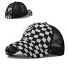 Checkered Mesh Baseball Cap for Men Women, Retro Plaid Trucker Hat with Breathable Net