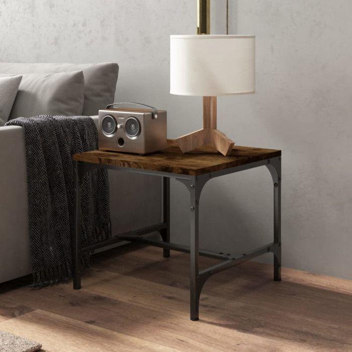 819406 vidaXL Table d'appoint Chêne fumé 40x40x35 cm Bois d'ingénierie