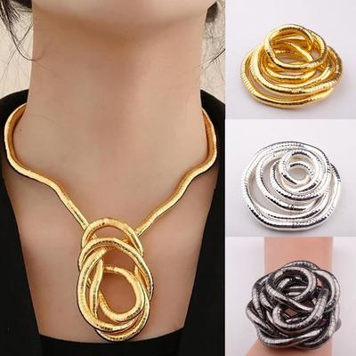 Silver Color Flexible Choker Gold Color Bracelet New Bendable Snake Necklace  Jewelry Accessories