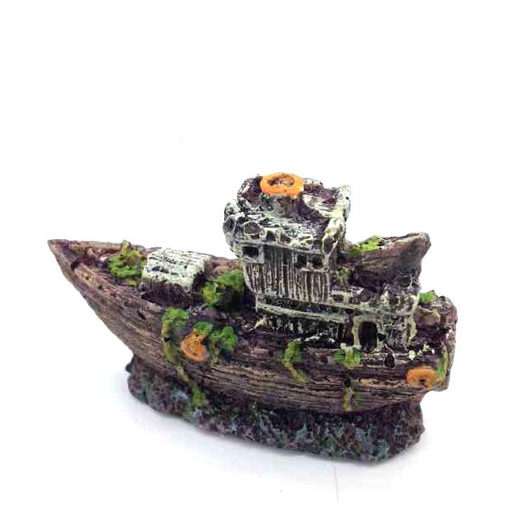 Mini Pirate Ship Wreck: Resin Aquarium Decoration for Small Fish Tanks