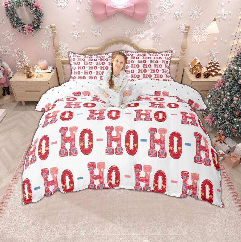 Homewish Merry Christmas Duvet Cover Set For Girls Boys 2Pcs/3Pcs, Gingerbread Xmas Tree Bedding, Nutcracker Comforter Cover Set