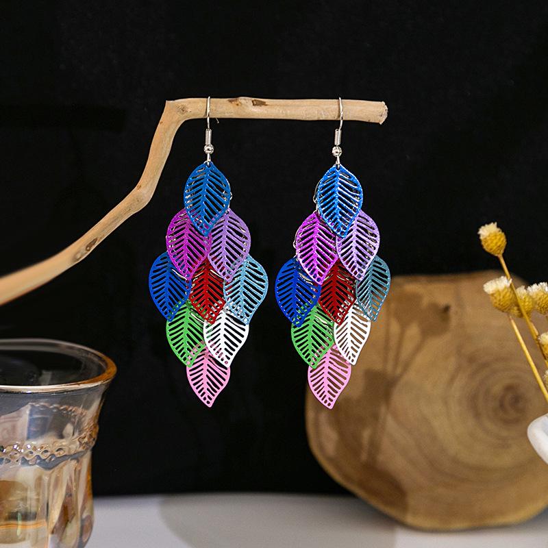 Boucles d'oreilles pendantes longues à pampilles en métal de style ethnique bohème