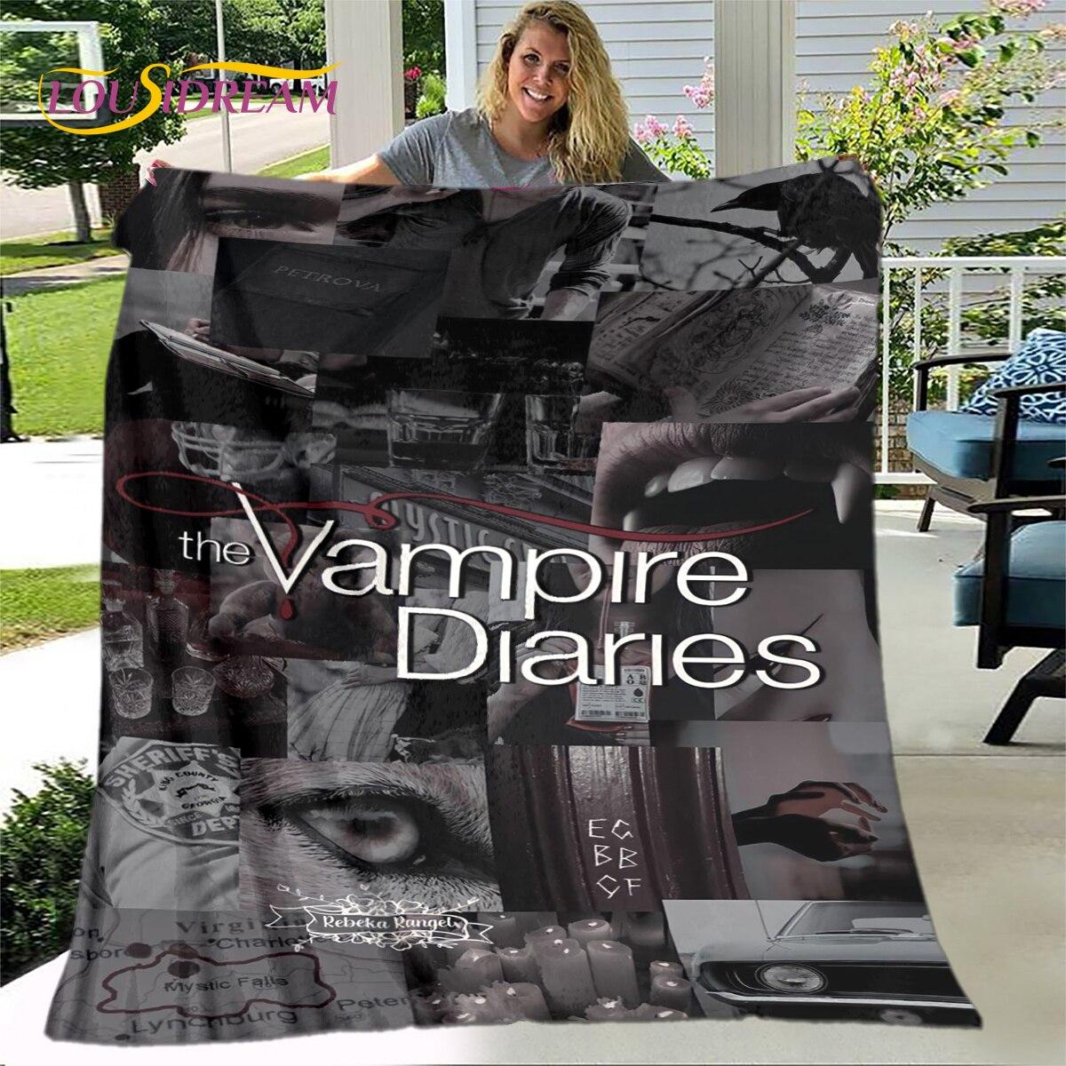 

Щільний плед з принтом «Щоденники вампіра», Фланелевий плед, М який теплий плед для вітальні, спальні, ліжок, дивана, подорожей 75x90cm