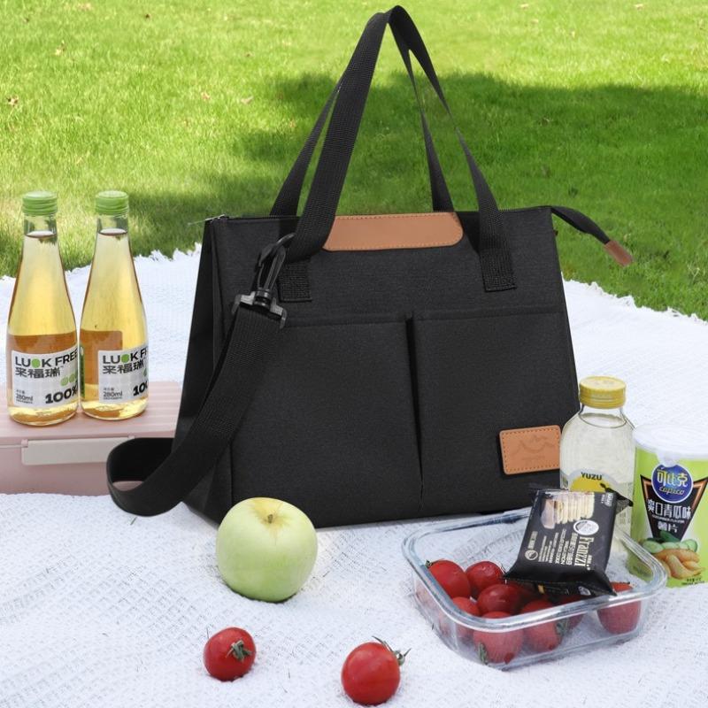 1pcs Stylish Insulated Bag Outdoor Travel Crossbody Bag Large Capacity Lunch Box Storage Bag Work Commute Bento Insulated Tote