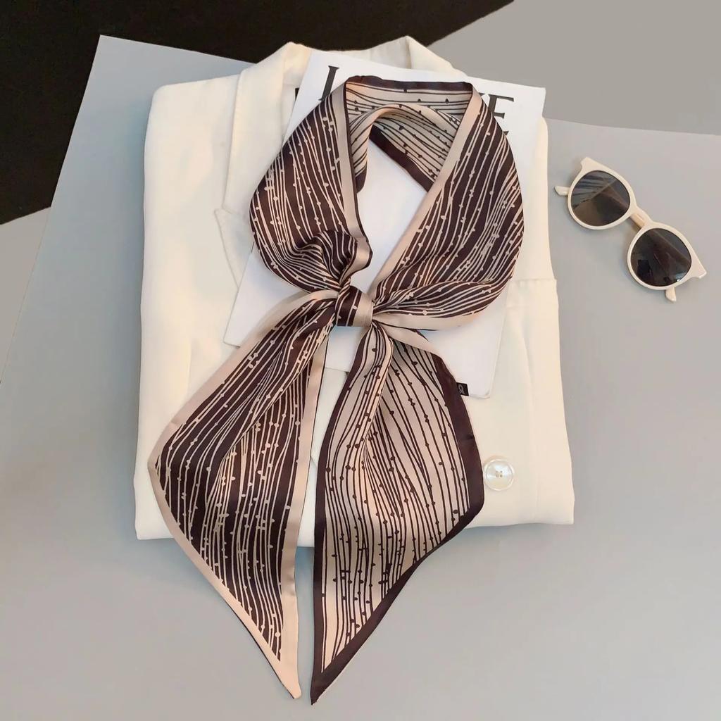Vintage Horse Print Long Hair Band Ribbon For Women Silk Hair Accessories Trend Girl Bow Scarf Headband Hair Tie