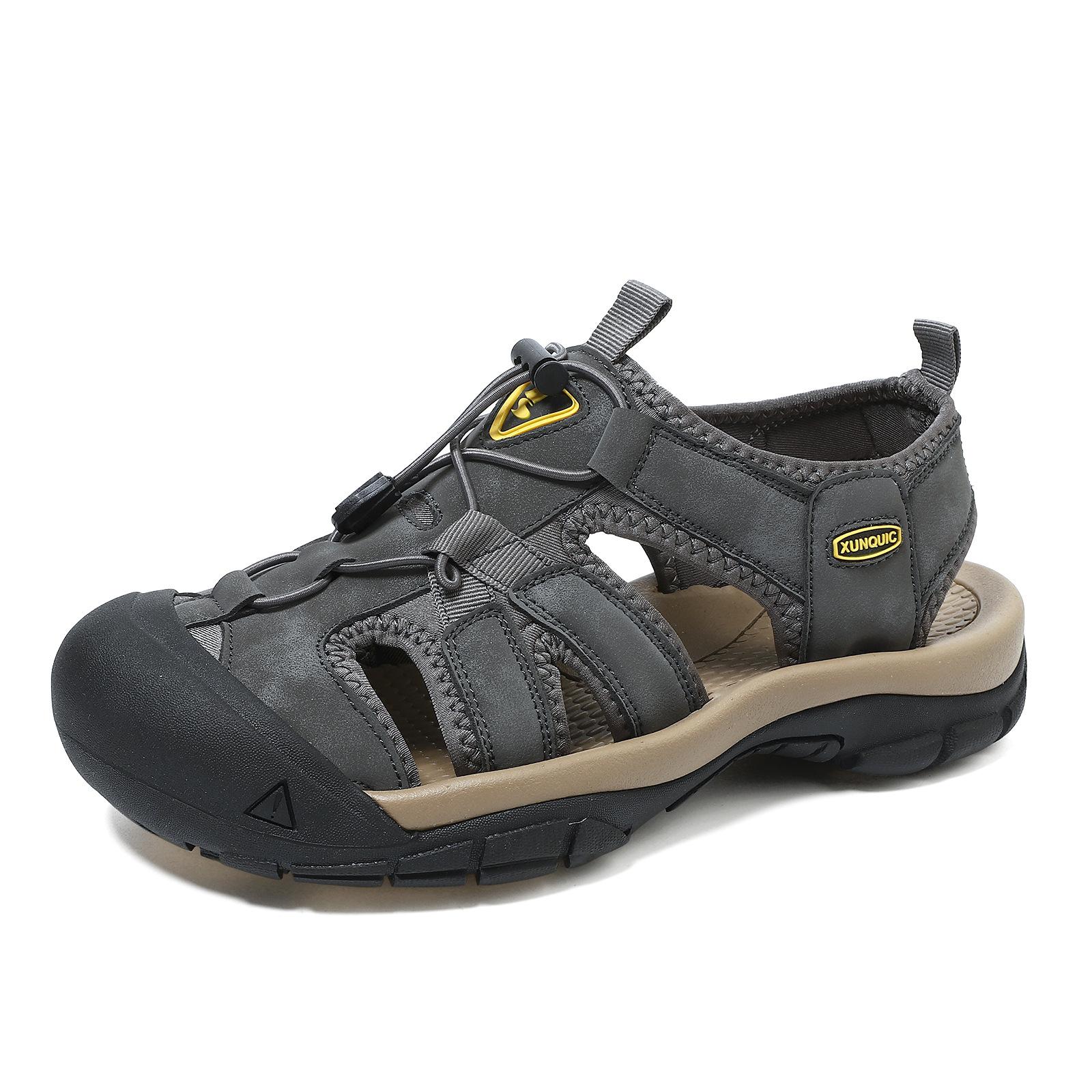 

Мода 2024 года, классические мужские сандалии, летние кожаные сандалии, дышащая мужская кожаная обувь, пляжная обувь, мужские римские сандалии для активного отдыха 46 серый