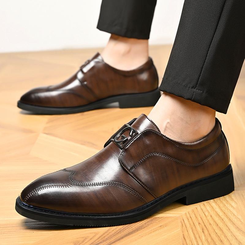 Men's Dress Shoes Casual Leather Shoes Pointed Business Shoe Luxury Loafers Wedding Party Footwear Brogue Shoes for Men