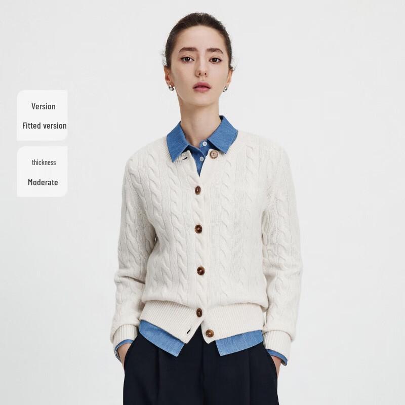Navigare Women's Casual Lambswool Blend Long-Sleeve Cardigan Sweater