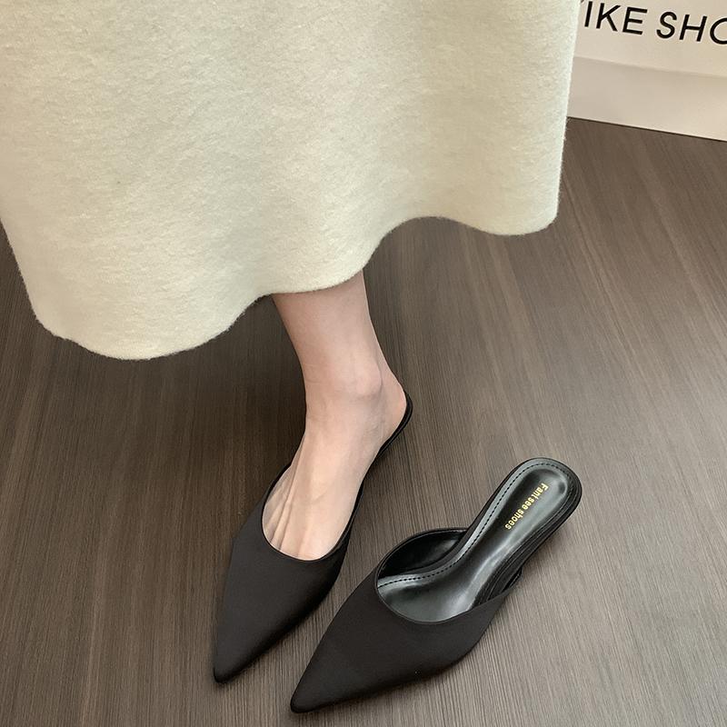 Fashion Summer Fashion Pointed Toe Mules Women Slippers Casual Dress Street Style Slides Ladies Slip On Shoes