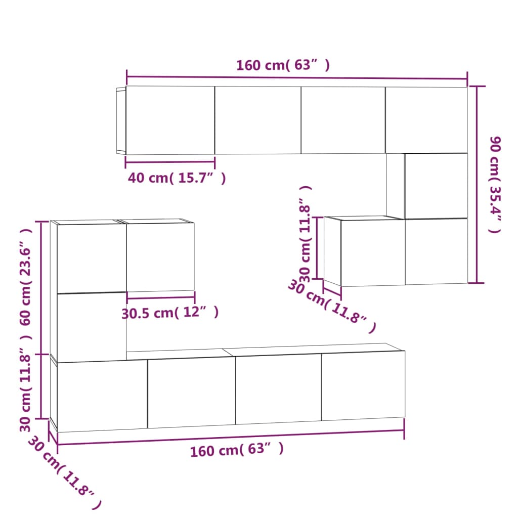 TV Wall Cabinet Sonoma Oak Particleboard