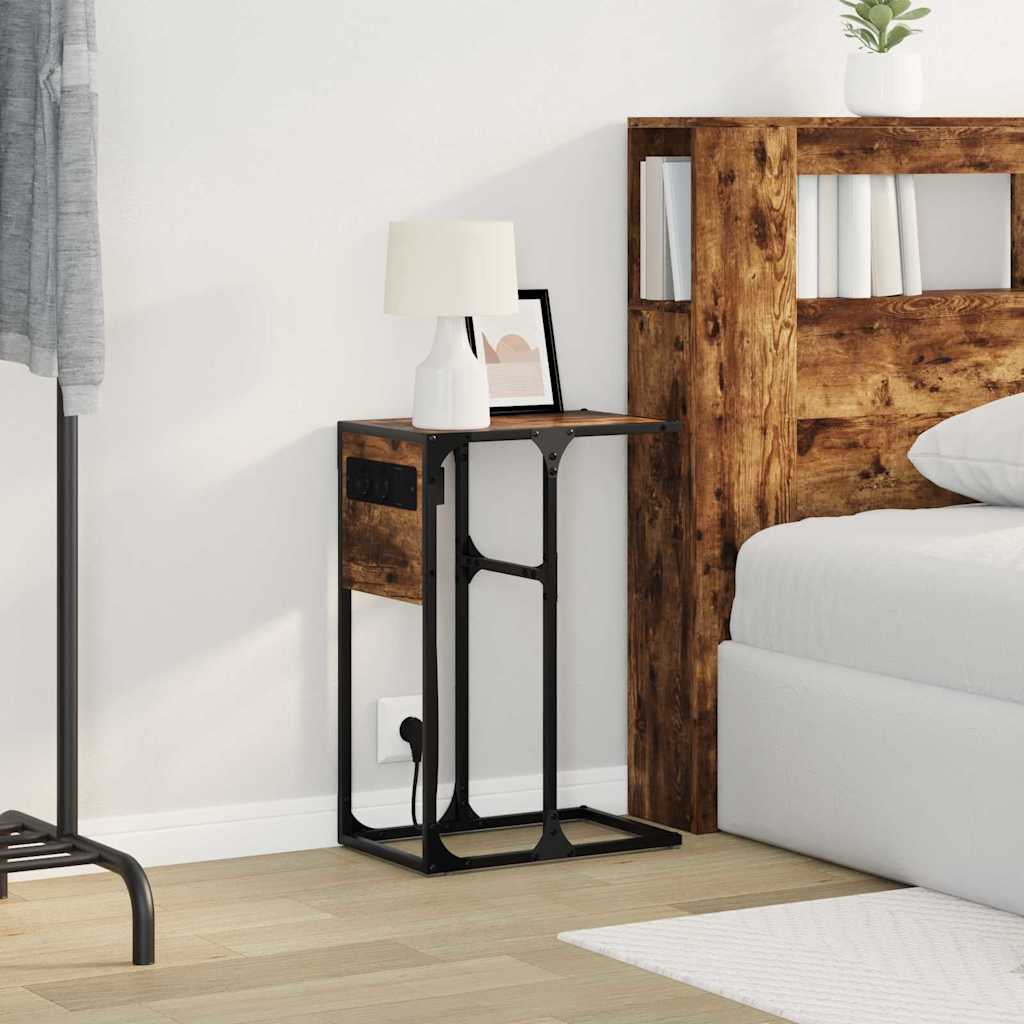 Nightstand Smoked Oak 41.5 x 26 x 60.5 cm Wood Based Material